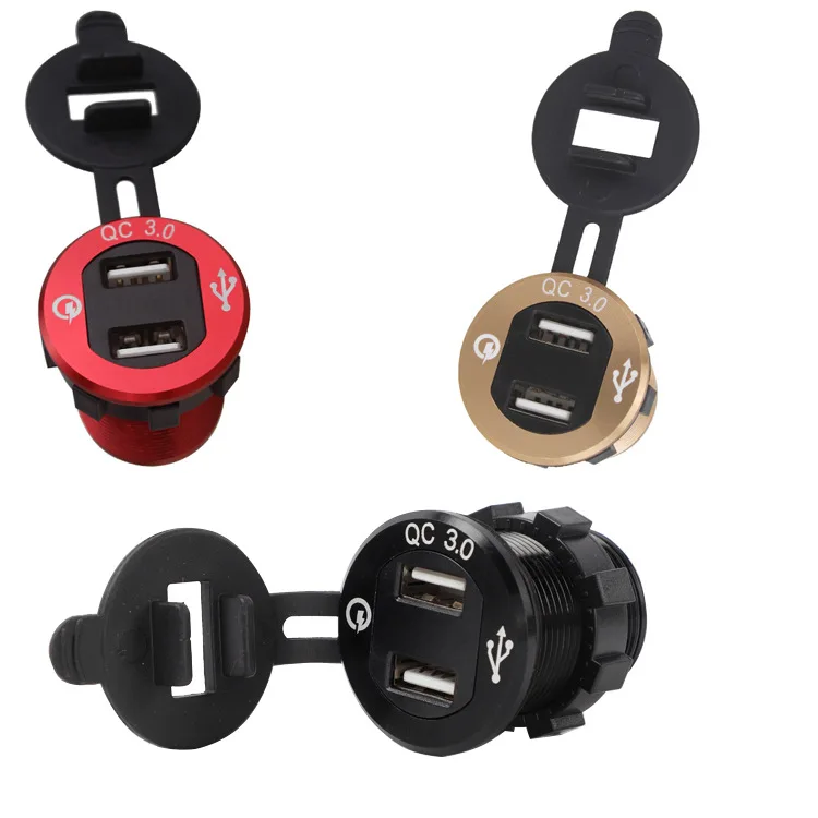 Car and motorcycle modified USB charger mobile phone tablet QC3.0 metal fast charging car charger