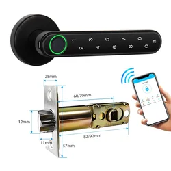 Hot sale Touchscreen Keypad Passcode And TTlock Room fingerprint digital lock