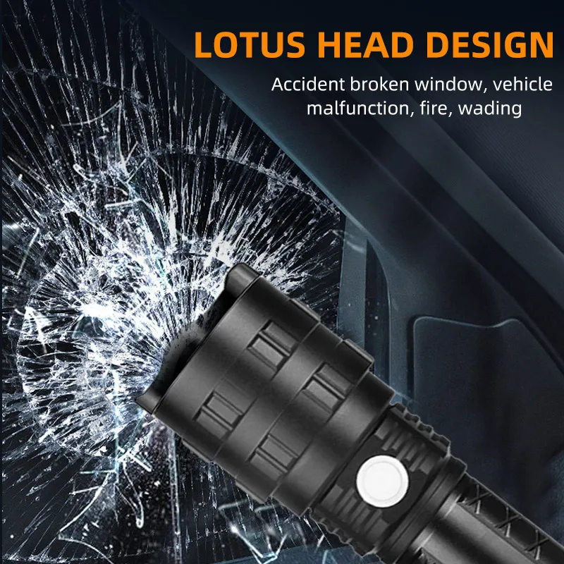 High Lumen Xhp50 Aluminum Rechargeable Telescopic Zoomable Power Display Led Flashlights Tactical 2000 Lumen Hand Torch Light