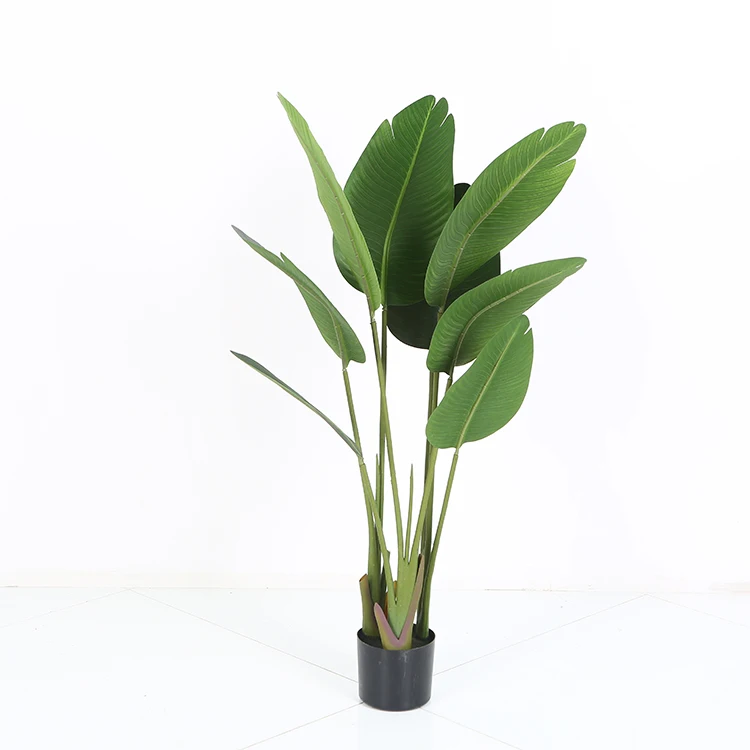 Large Plastic Banana Leaf Green Leaves Artificial Bananas Tree Bonsai Sale Artificial Banana Potted Tree Bonsai