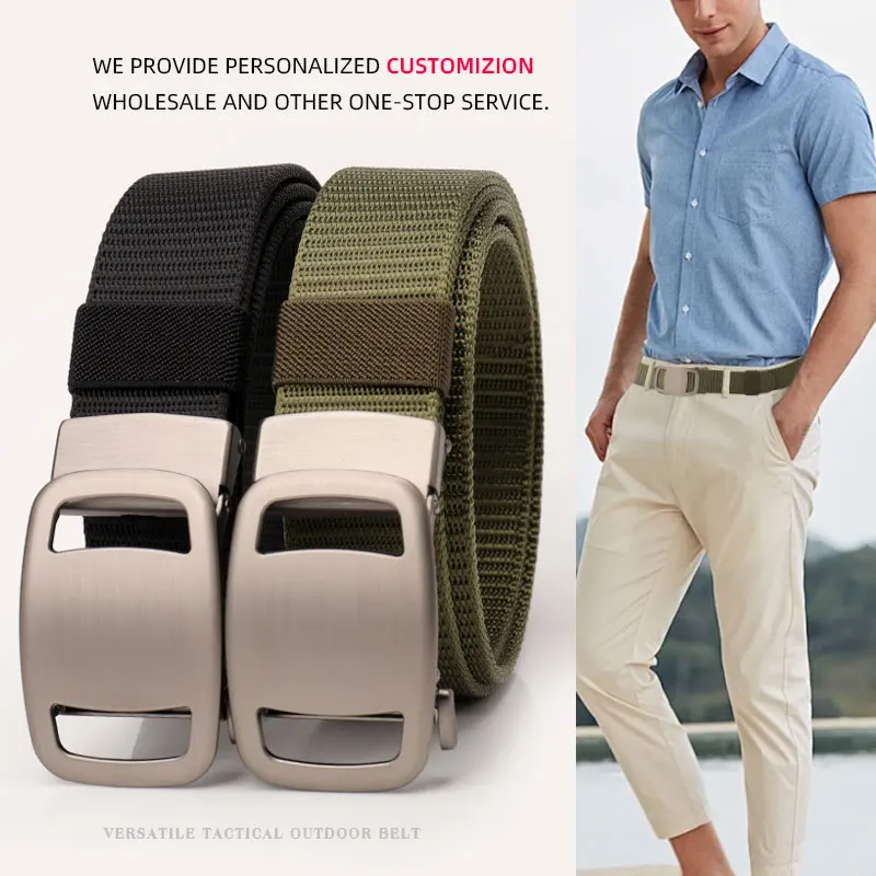 New Outdoor Tactical Men Women Full Strapped  Breathable Polyester Imitation Nylon Alloy Automatic Clothing belt