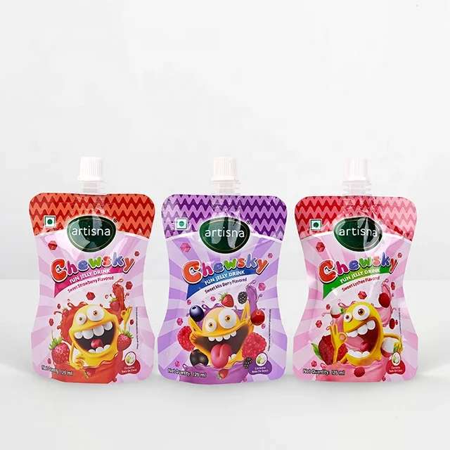Juice Soda Drinking Packaging Custom Shaped Stand Up Bag Pouch with Spout