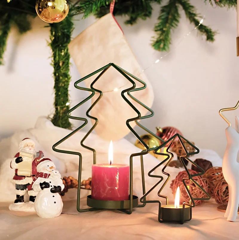 Christmas Metal Candle Holder In Christmas Tree Design For Home And Holiday Decoration Customized Color Candle Holder For Decor