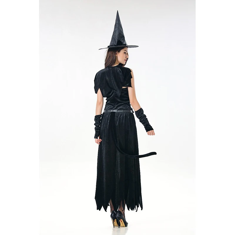 Halloween Witch Costumes For Adults Cosplay Sleeveless Black Masquerade Party Witch Snake Woman Ghost Bride Costume