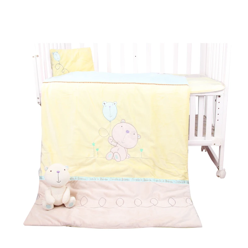 
wholesale style Polyester Cotton baby pillow + quilt + mattress + toy 4 sets baby Bedding Set cartoon comforter for Boy 