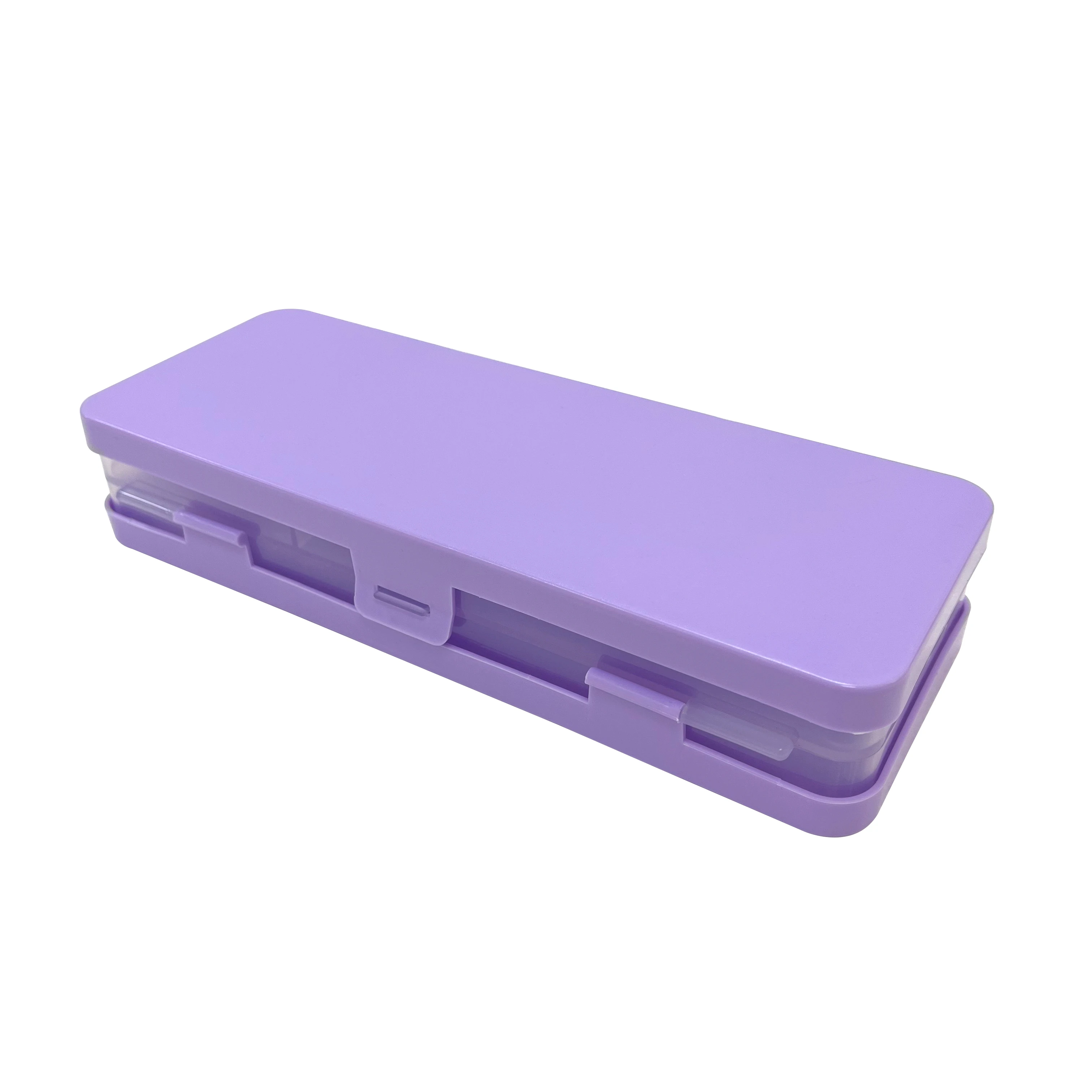 Eco-friendly double sides PP material plastic fancy color storage pencil box case
