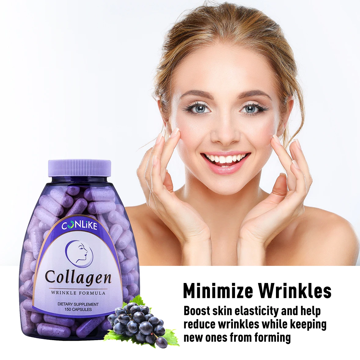 Hair Skin and Nails Vitamins for Women with Biotin Collagen Supplements Plus Keratin Hyaluronic Acid Saw Palmetto Bamboo