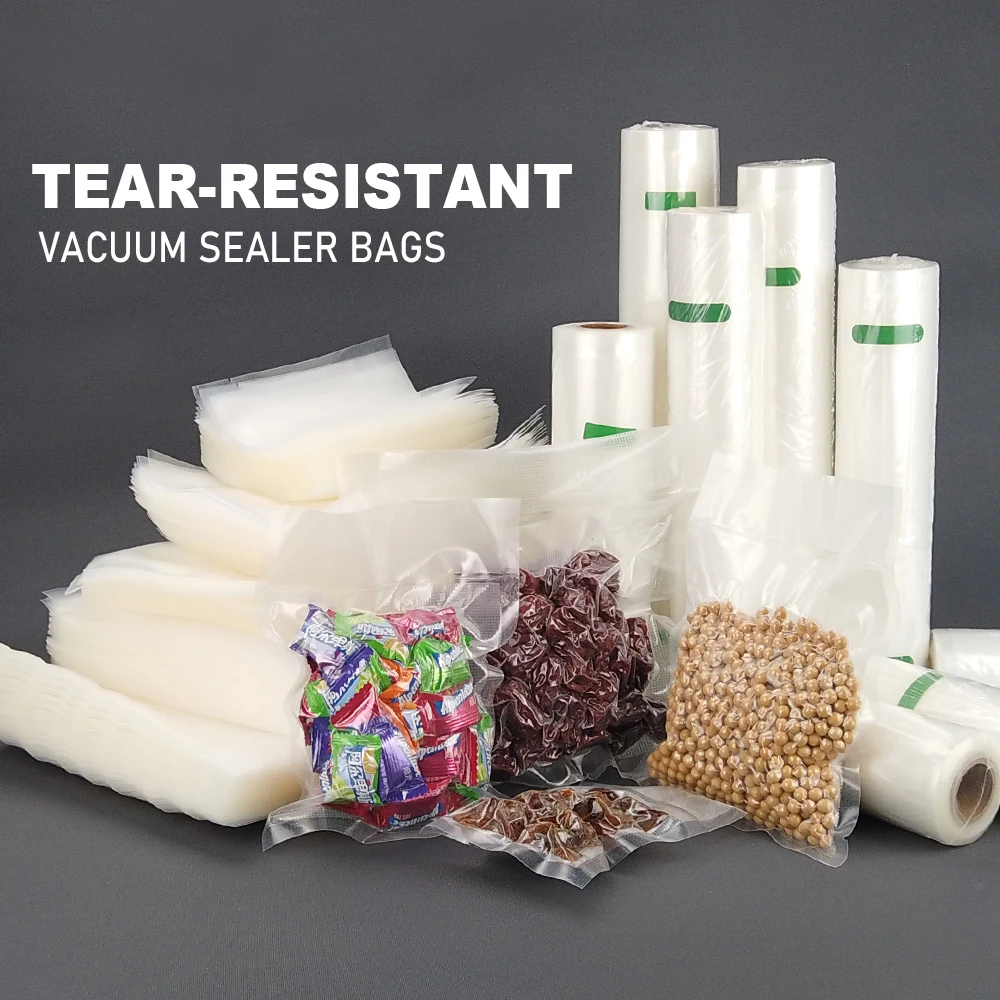 Factory Custom Printed Frozen Food Vacuum Storage Bag Evoh Clear PE Vacuum Sealer Machine Embossed Roll Plastic Packaging Bags