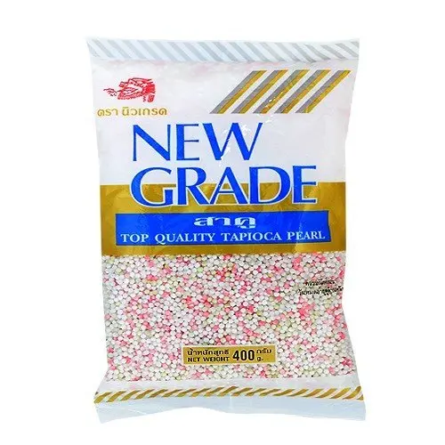 PREMIUM New Grade Tapioca Pearl (Mixed) For Cooking Milk Tea Bubble Topping Ingredients Boba Powder 400g From Thailand