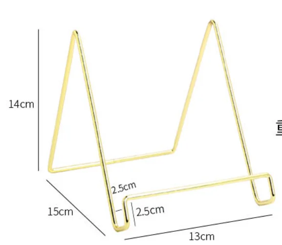 Desktop Golden Metal Wire Holder Gold Display Plate Stand Picture Holders for Cookbooks Magazine Greeting Card Display