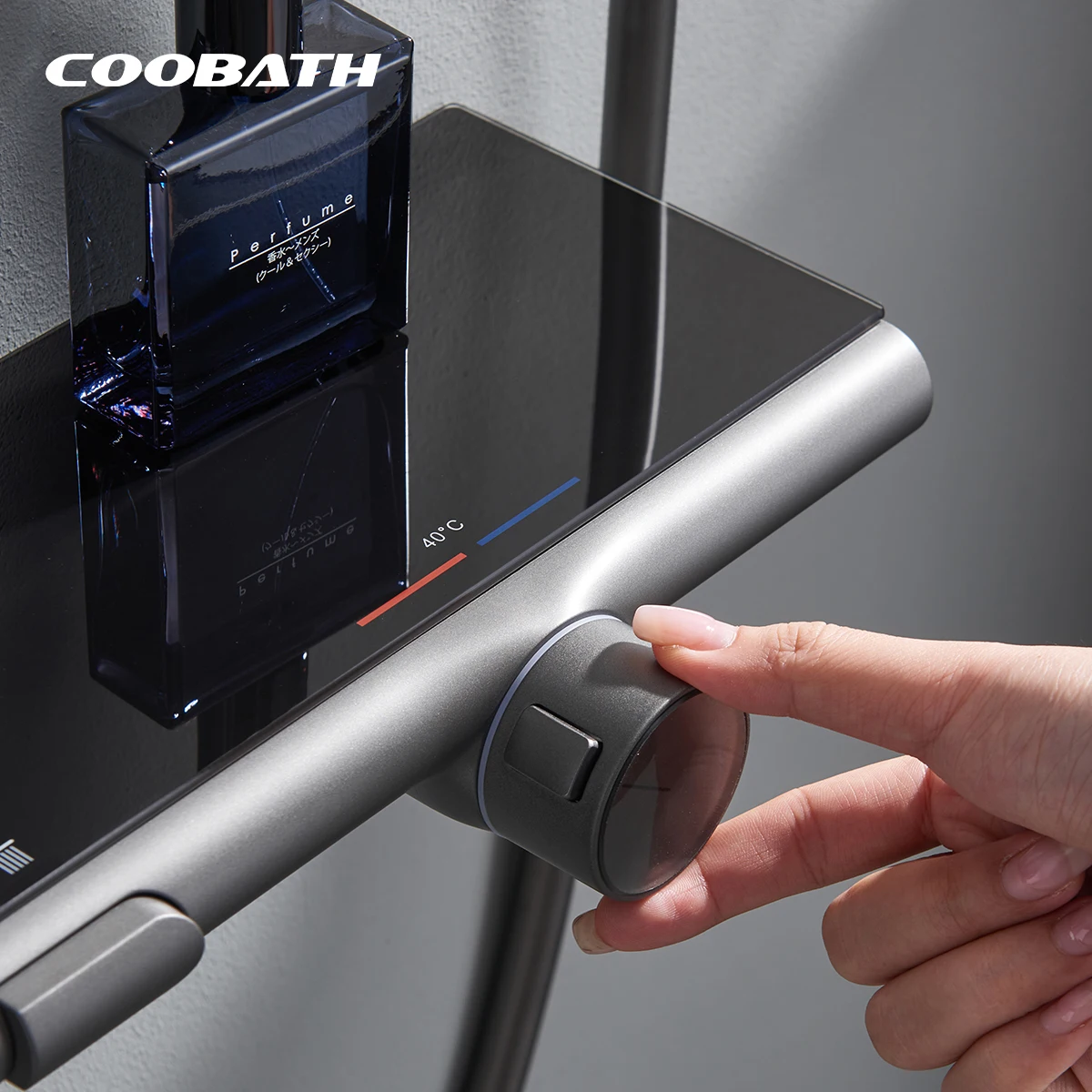 Modern Bathroom Shower System Bathroom High Pressure Rainfall Shower Mixer Set Bathroom With Storage Rack