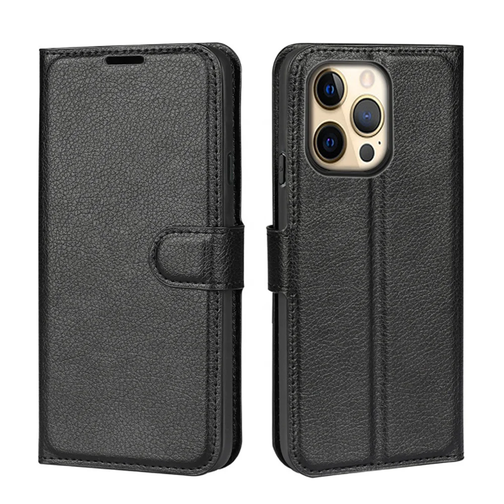 PU Leather Clamshell design mobile cell phone case and wallet card holder for iphone 13 14 promax