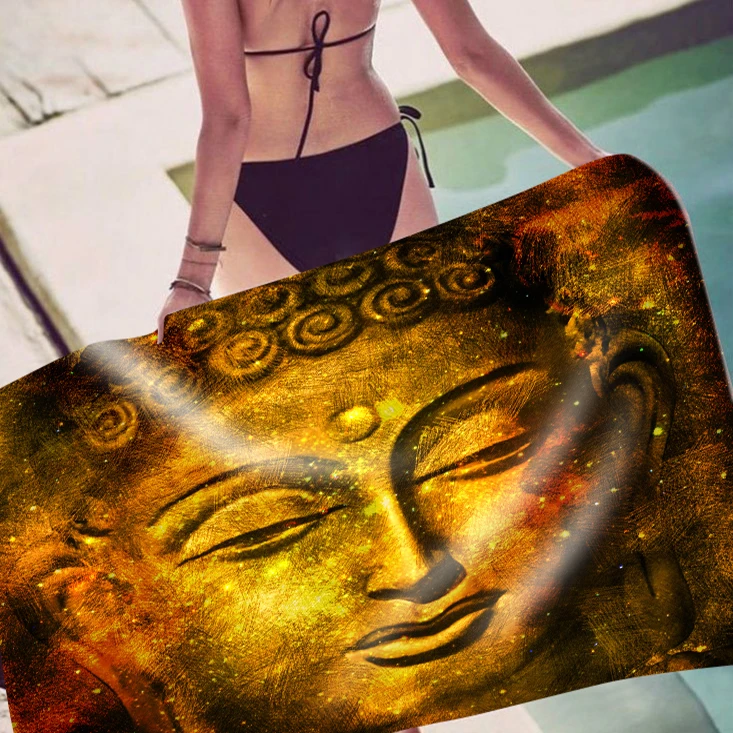 Buddhism Design Sand Free Microfiber Beach Towel Buddha Pattern Large Towel for Beach Sunbath Pool Super Absorbent Towel Beach