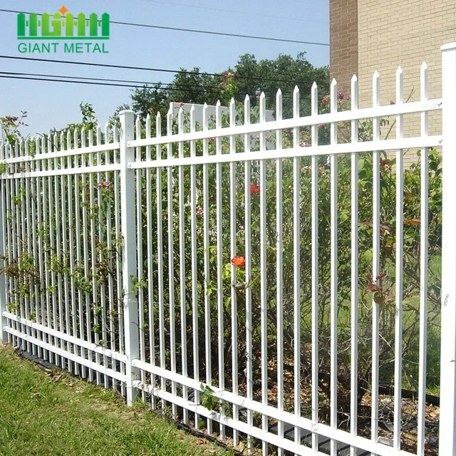 Sustainable Modern Powder Coated Wrought Iron Metal spear top metal tubular fence picket black Fence Panel Easily Assembled
