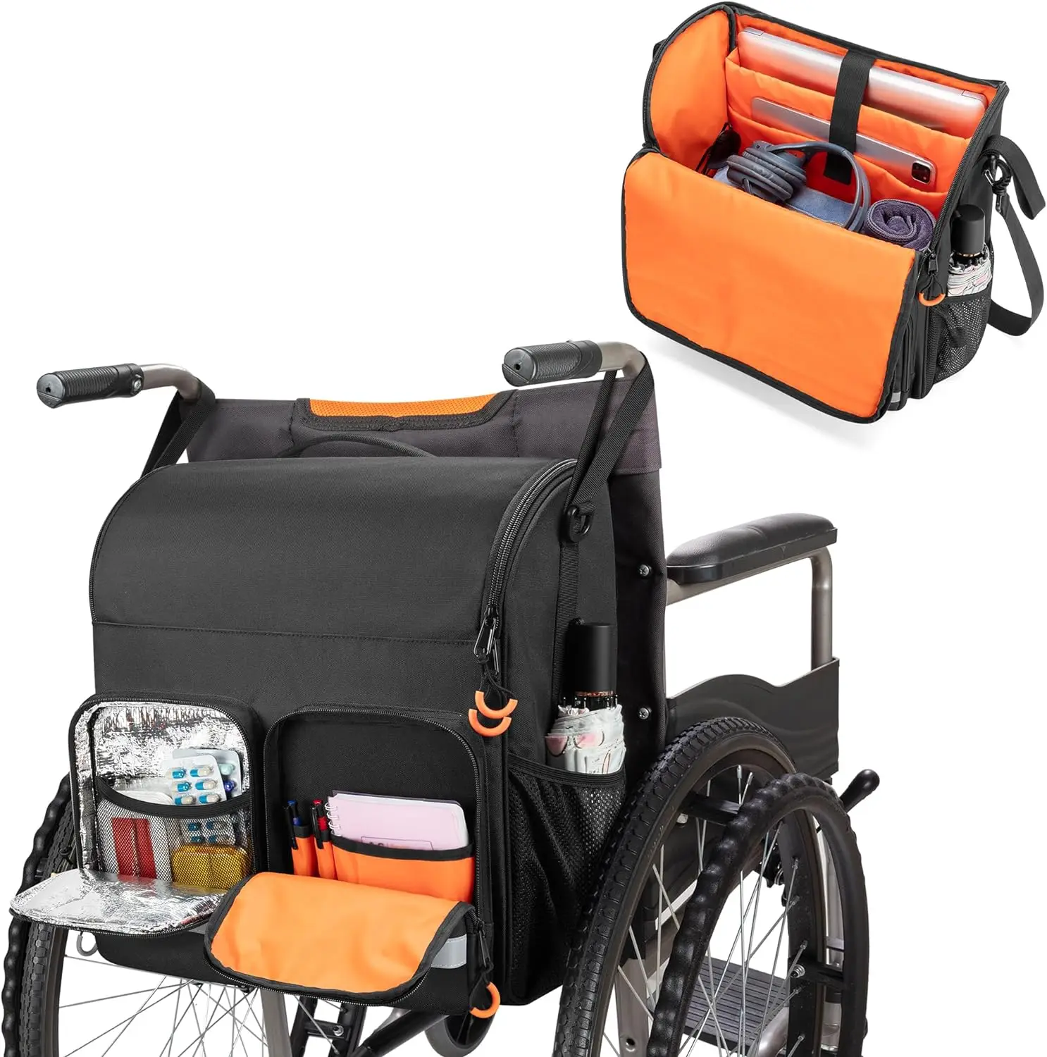 Custom Storage Bag Large Wheelchair Accessories Bag Walker Storage Accessories Pouch Manual Wheelchair Side Bag