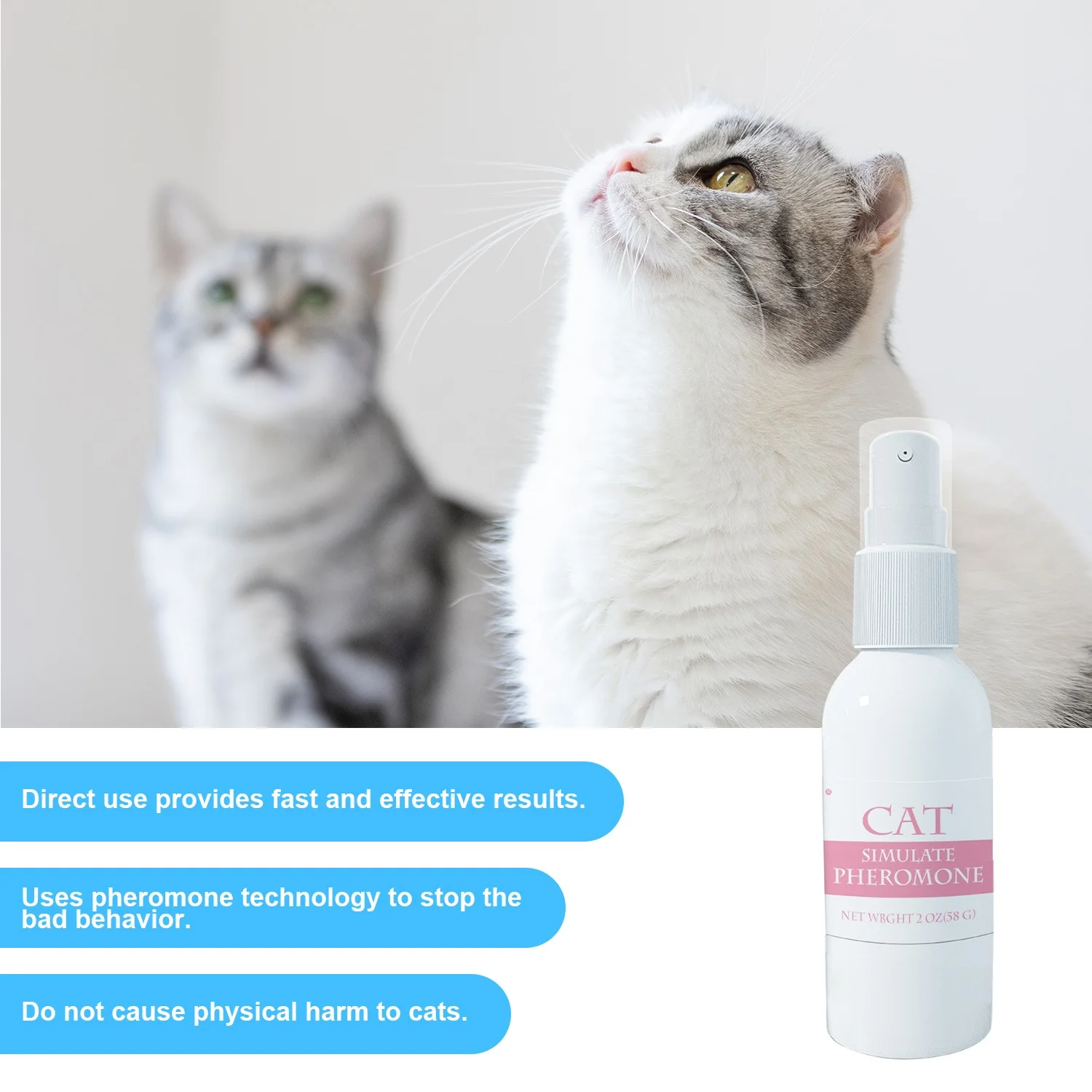 Enhanced Calm Formula of Anxiety Relief & Behavior Control Pets Pheromone Calming Spray for Cats