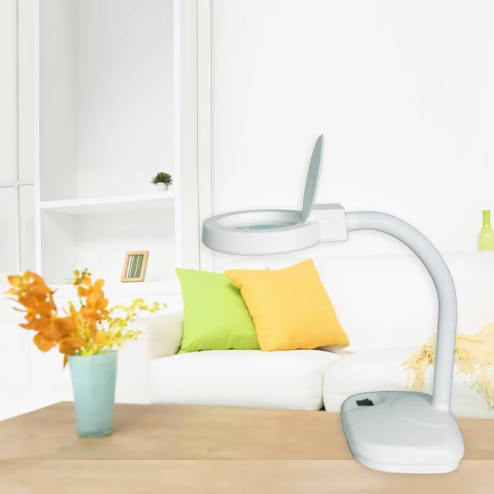 
Concise Home Light Ring with Magnifying Glass Lighted Magnifying Glass Stand Magnifier Lamp Desk Lamp LED Light 16*16*26cm 