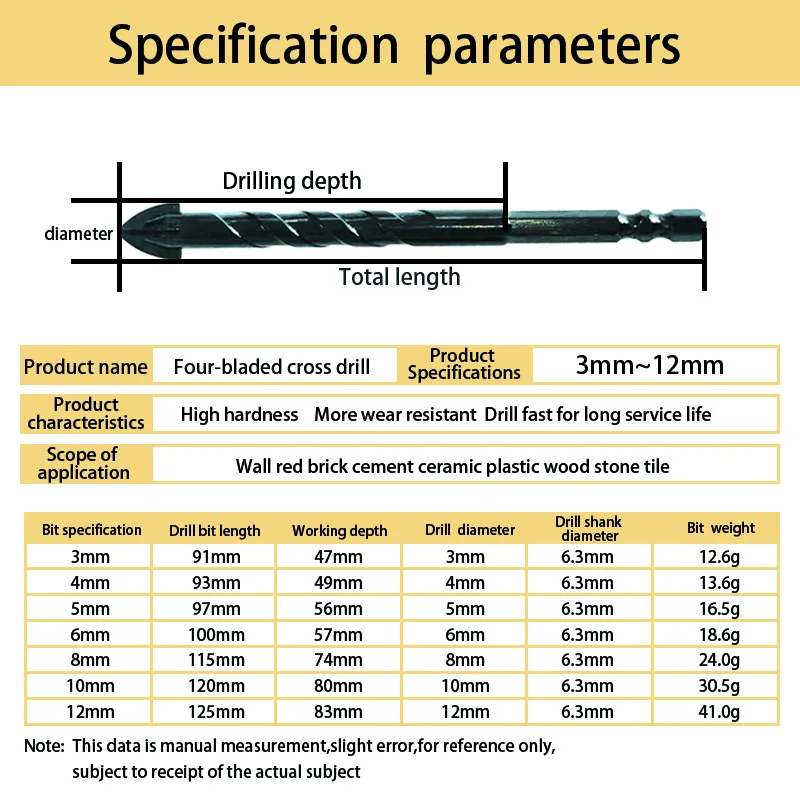Hexagonal cross tile drill bit glass ceramic concrete cement wall opening drill bit alloy triangle drill bit