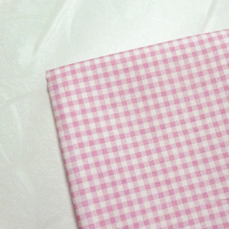 cotton fabric pink little grid  digital printed for kid bedding