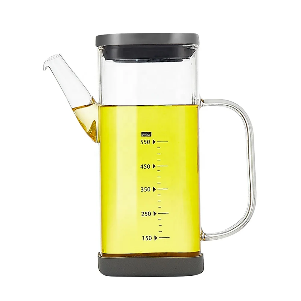 superior quality high borosilicate 500ml 750ml square oil pot home cooking oil kitchen supplies with scale