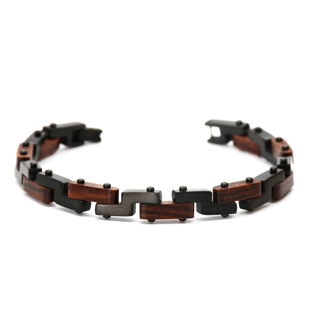 Custom jewelry bracelet fashion ladies bracelet stainless steel wooden bracelet for your store online sale