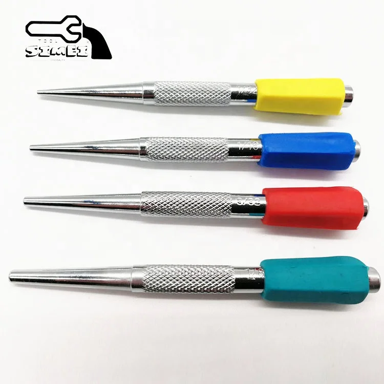 Hot Sale 4-Piece Strong Steel Taper Punch Set with Colorful Plastic Handle