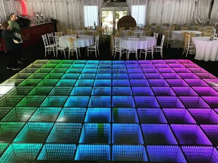 Professional remote DMX LED 3D mirror dance floor for event disco track dance tile wedding Christmas birthday party