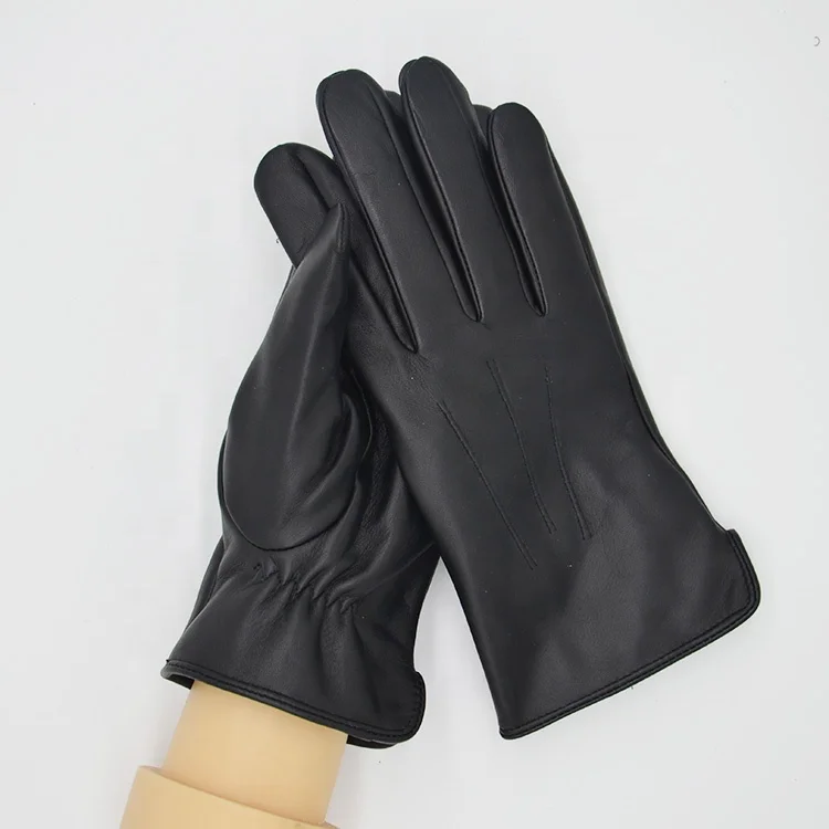 Direct Factory Winter Warm black grey touch screen Cabretta Men Leather Gloves