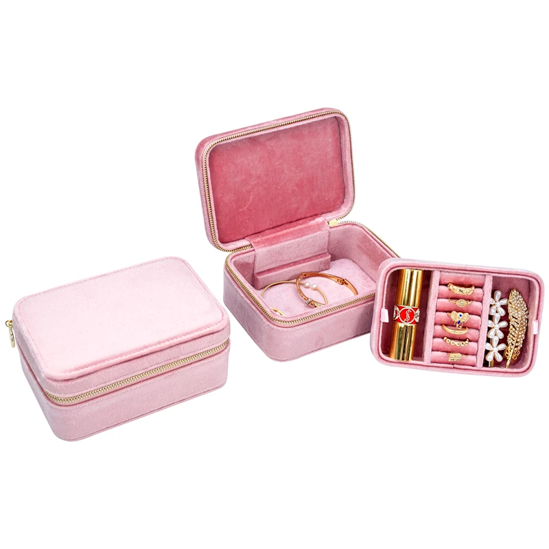 Hot Products Travel Plastic Storage Box Portable Mini Velvet Jewelry Tray