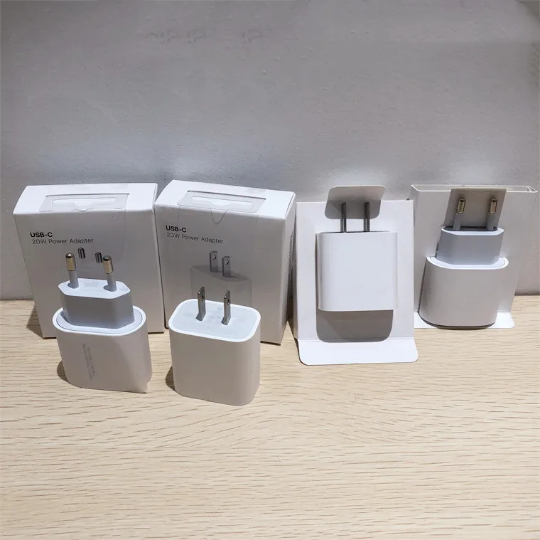 UK EU US Plug 20W PD Travel Adapter QC 3.0 Type C Fast Charger For iphone 14 13 12 11 Pro Max XS XR USB C Fast Charging Cable