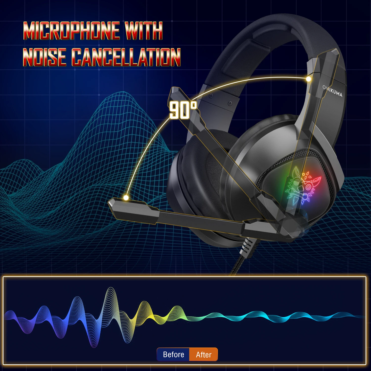  Ancreu ONIKUMA K19 Проводная Лучшая цена производительность дешевая PC PS4 LED RGB игровая гарнитура для