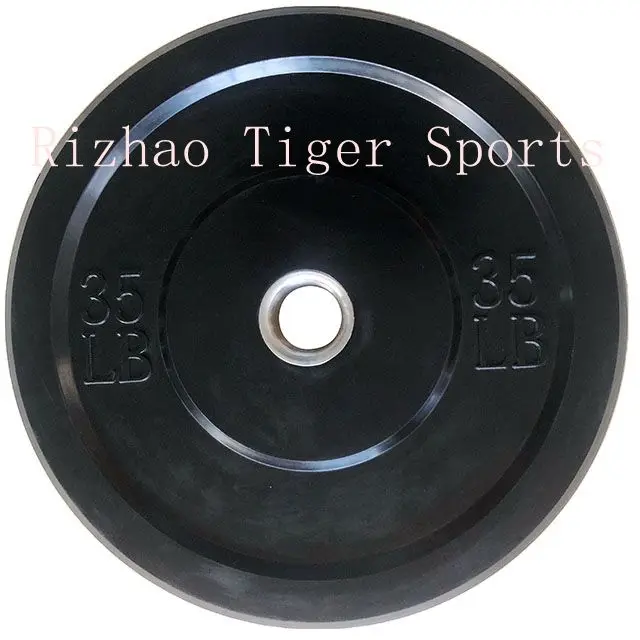 Black rubber bumper weight plate