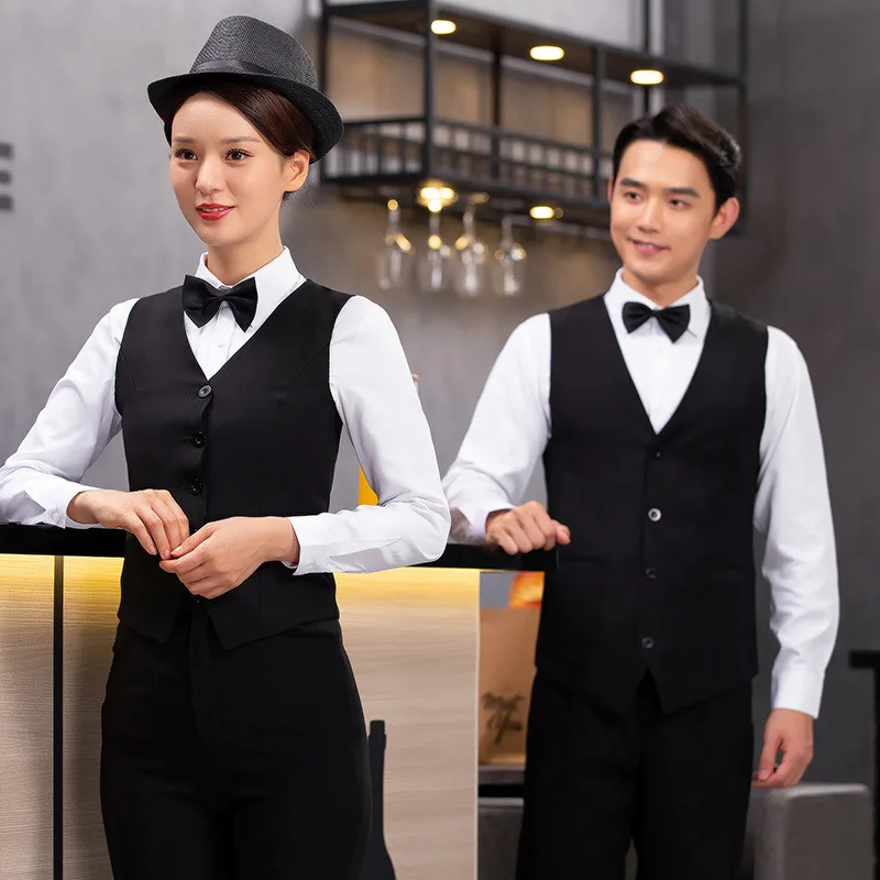 Server apparel waistcoat for western hotels restaurant uniform clothes waiter vests