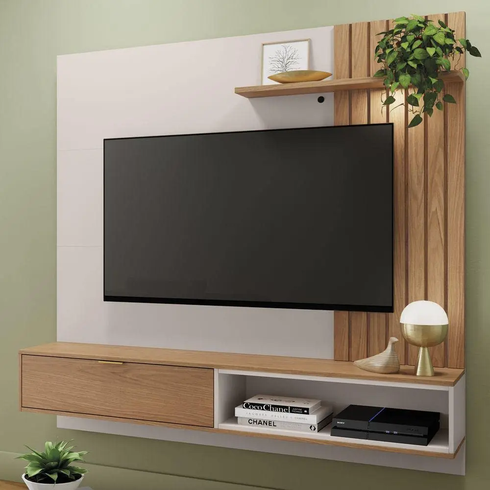 TV Entertainment Wooden Wall Mount Unit Wall Panel Ideal for Tv Unit up to 69 inches Living Room Furniture