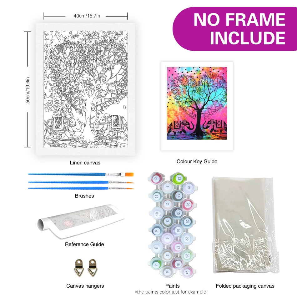 Painting By Numbers For Adults Kits Abstract Tree Colorful Picture Handmade Starter Kit Diy Gift For Wall Art Decors 40x50cm