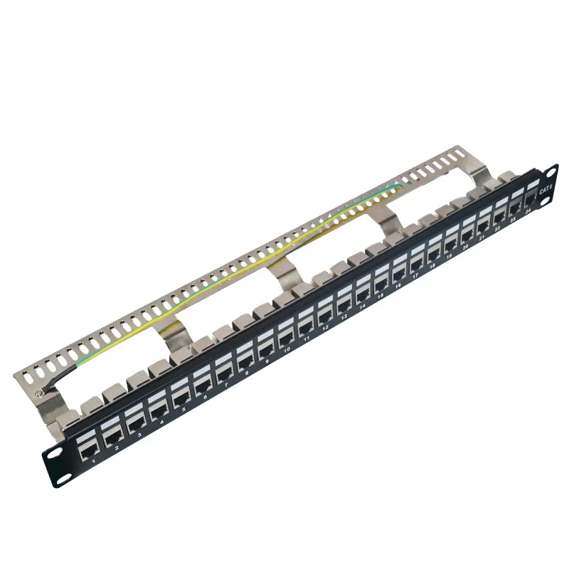 ZHEFAN RJ45 socket 8P8C lan patch panel 24 port 19inch 1U networking Cat6 STP FTP patch panel with keystone jack