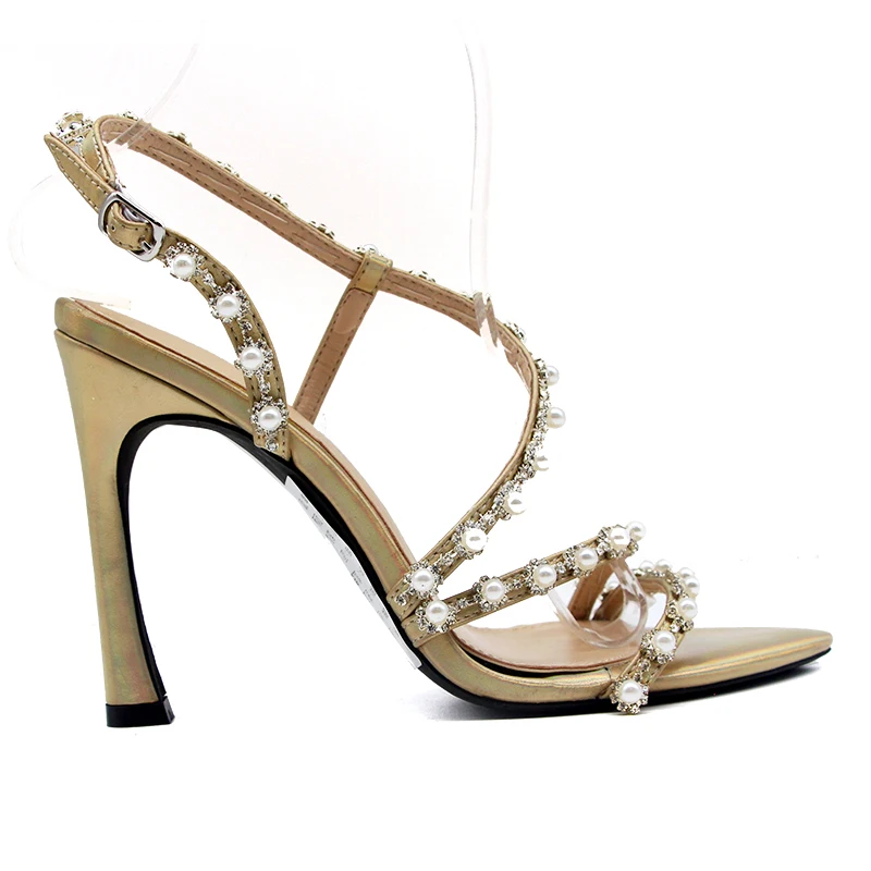 latest fashion pointed toe high heel rhinestone  women sandals