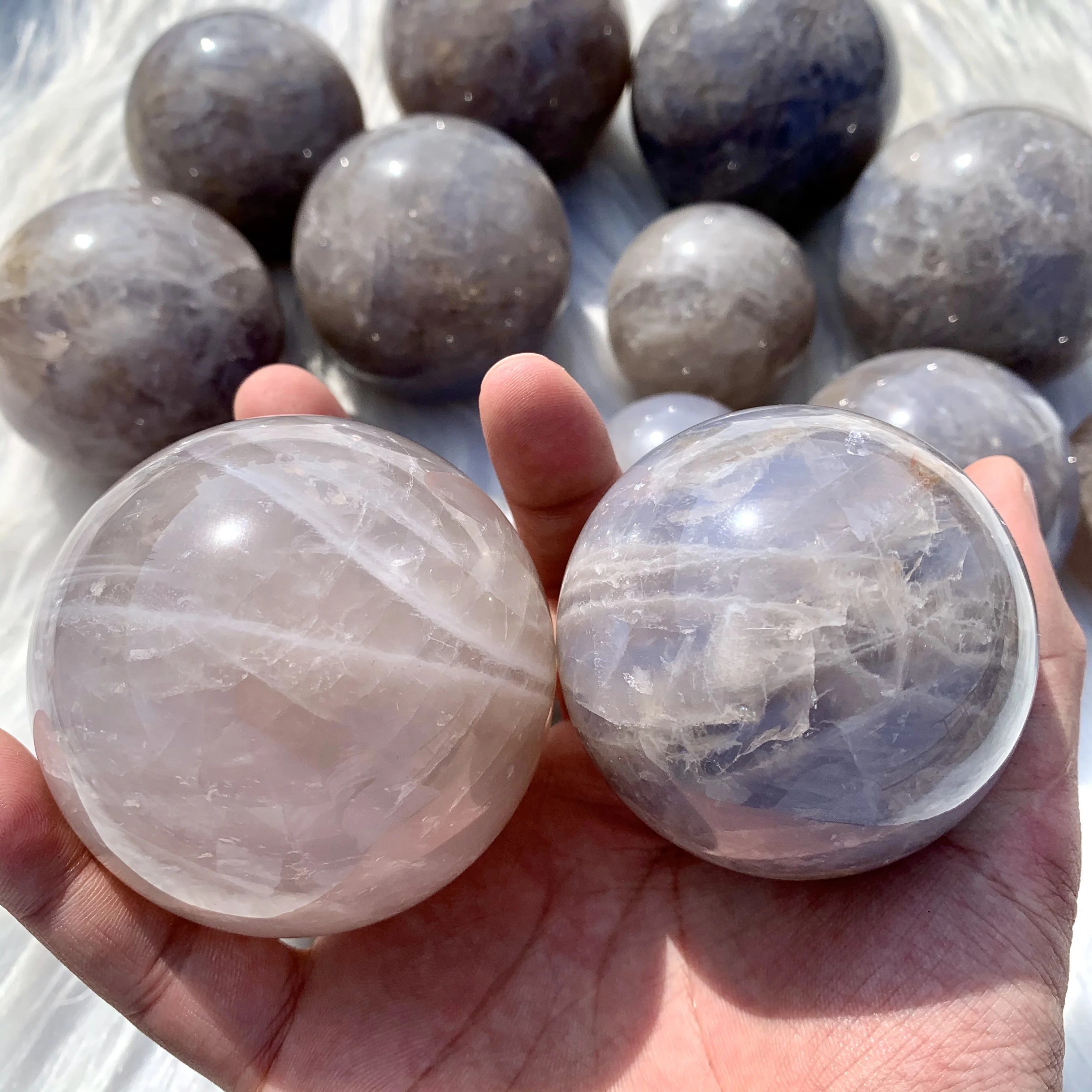 New items natural blue rose quartz spheres healing stones polished quartz crystals rose quartz balls for decoration buyers