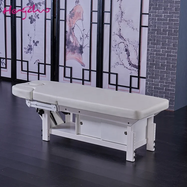 Портативные массажные столы для всего тела, лидер продаж, популярная деревянная тайская массажная кровать для салона красоты и педикюра с выдвижным ящиком