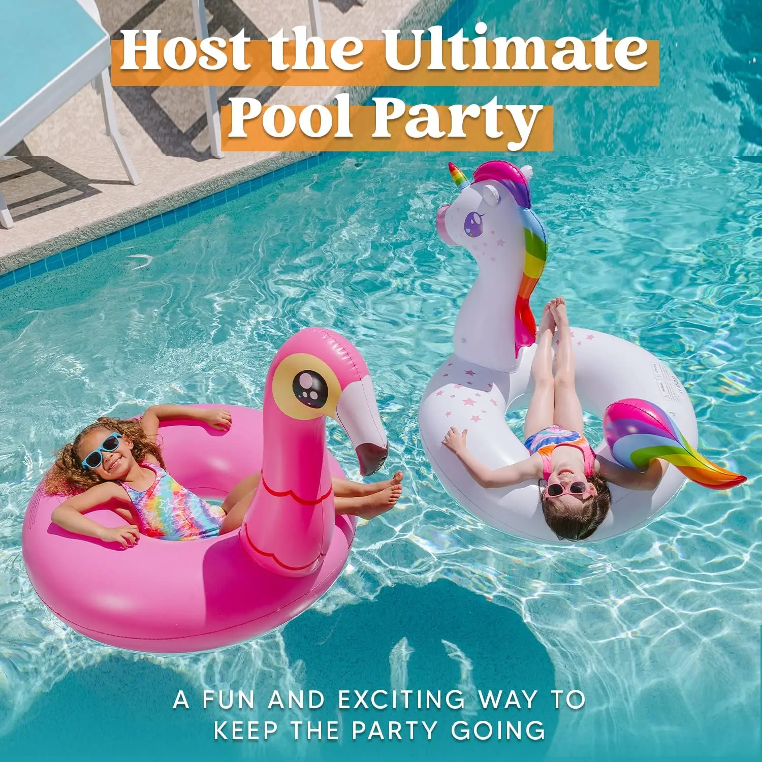 inflatable ride a unicorn and Flamingo Air Mattress with Glitter Pool Floating Animal Air Mattress Beach Swimming Pool Toy