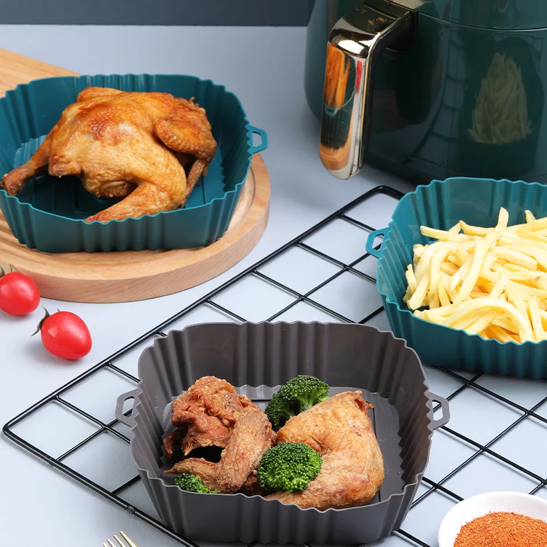 Kitchen Reusable Non-stick Silicone Air Fryer Pot Food Safe Silicone Air Fryer Pot Silicone Air Fryer Liners