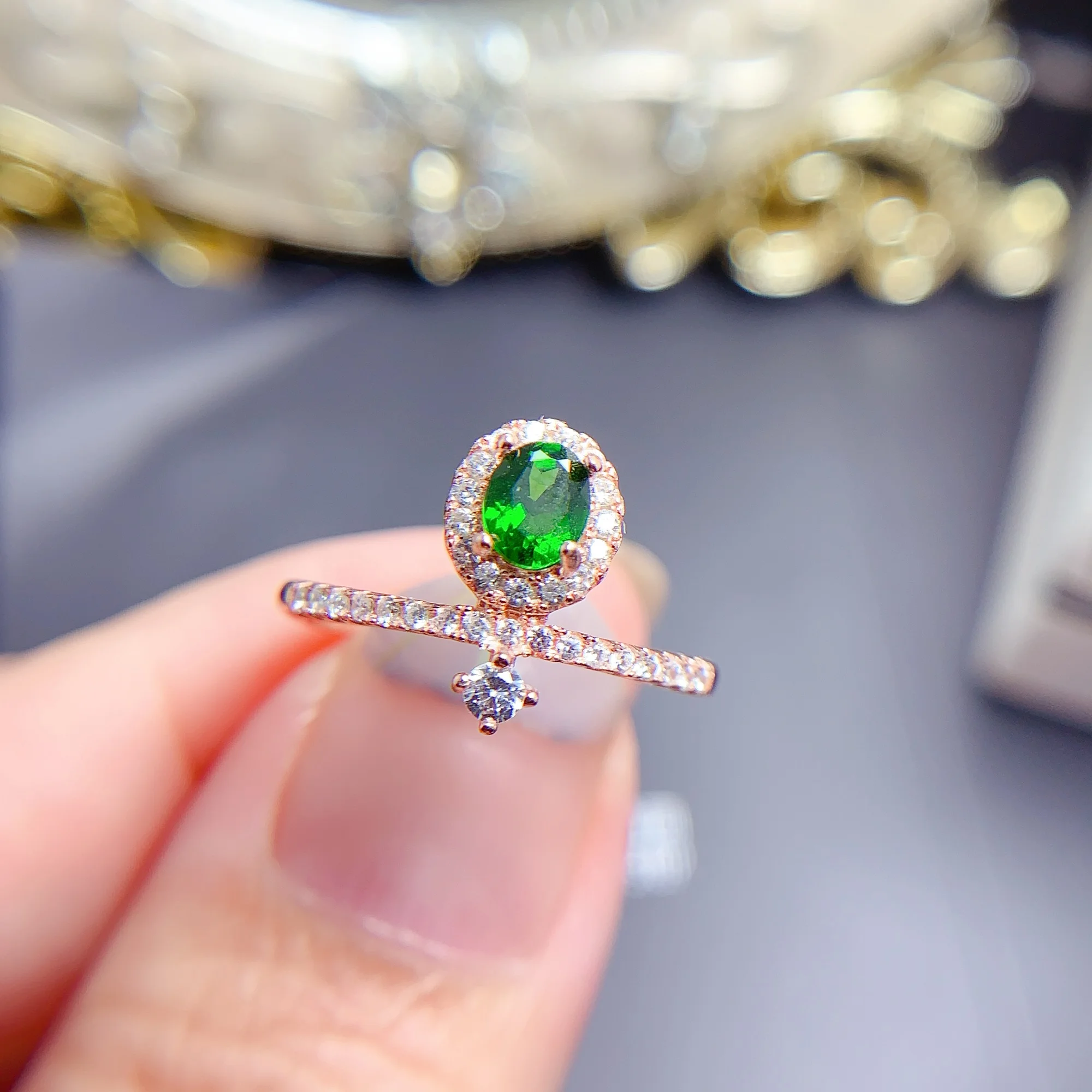 High Quality Good Price Wholesale 925 Sterling Silver Casual Natural Diopside Rings For Ladies