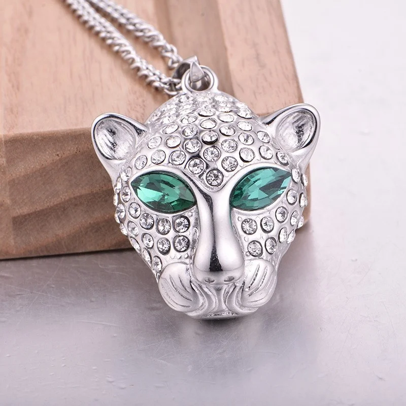Leopard Animal 18 K Vaccum Gold Plated Iced Out Luxury Pendants Necklaces Accessories Wholesale Price