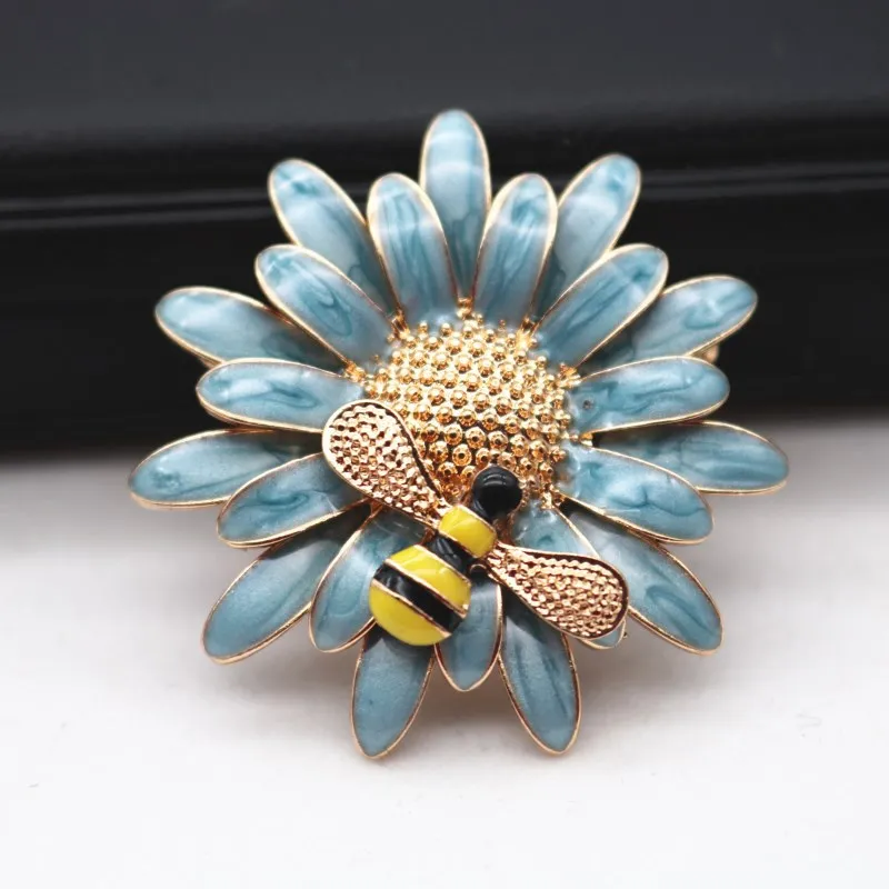 
Women blazer crystal jewelry hard enamel little flower honey bee Brooch badge design lapel pin in bags 