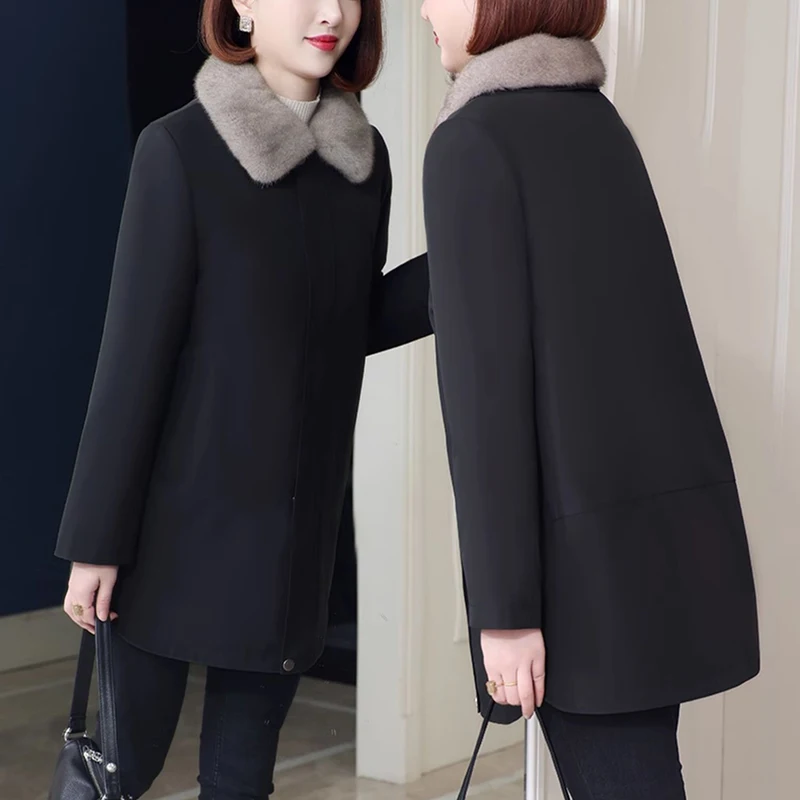 Custom Ladies Elegant Parka Jacket Long Sleeves Khaki Thick Warm Winter Parka Coats Women