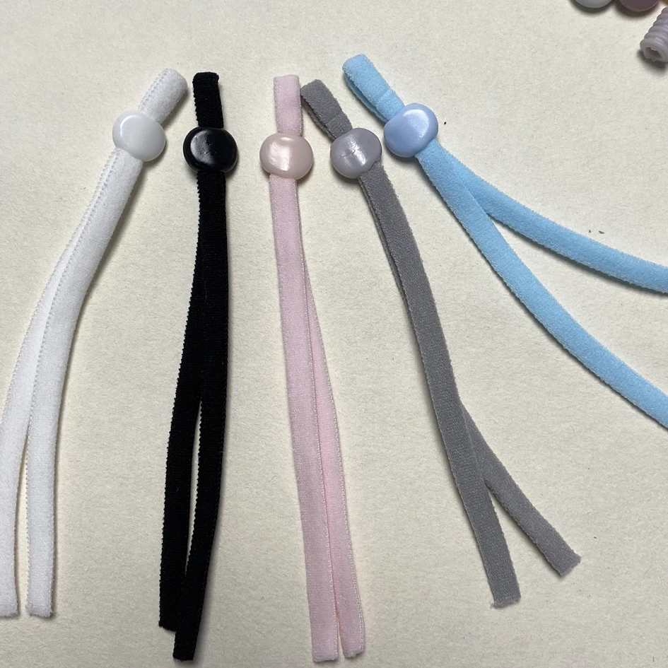 Оптовая продажа с фабрики Сделай Сам Разноцветные дети взрослые 5 мм плоская эластичная петля с регулируемой пряжкой Пластиковые регулируемые кнопки