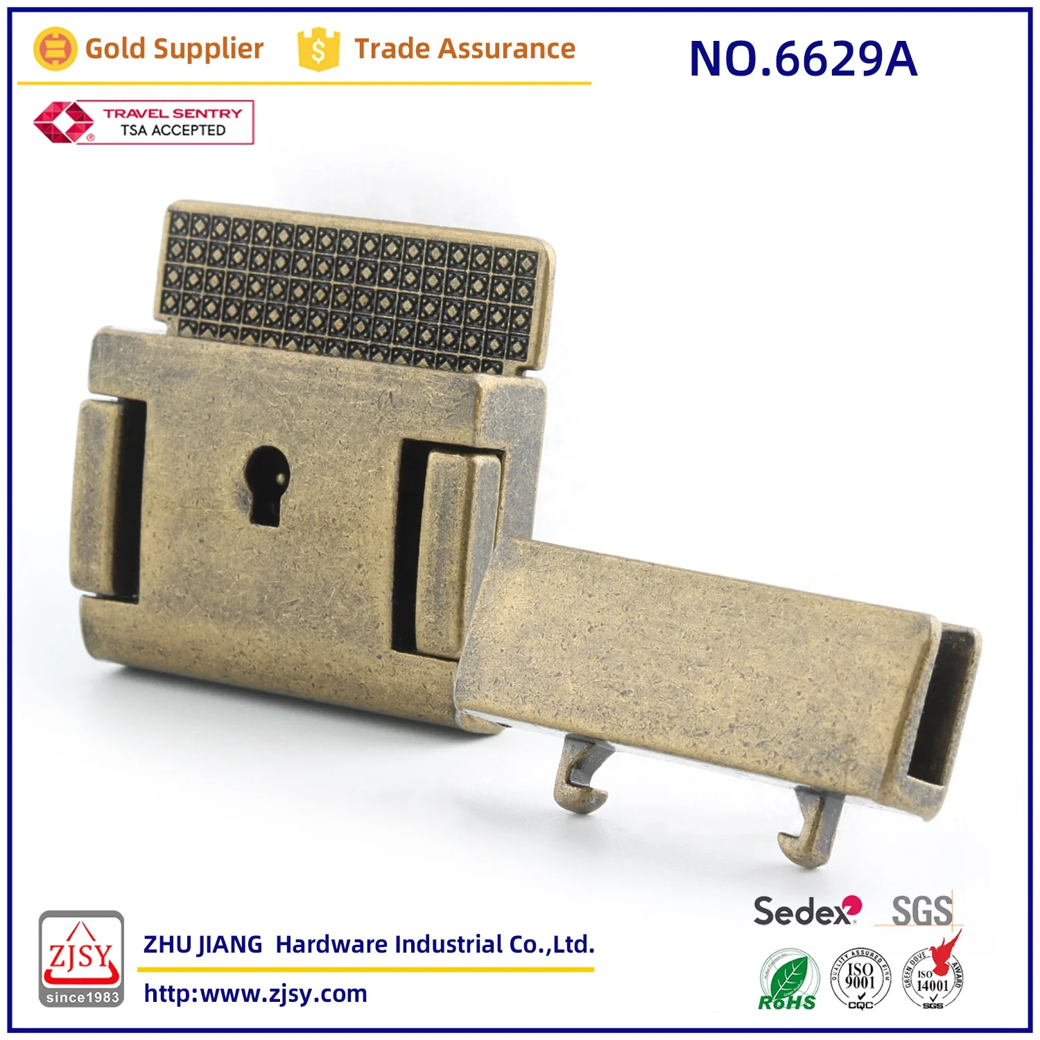 6629 High Quality Fashion Leather Bag Hardware Clasp Security Key Bag Lock