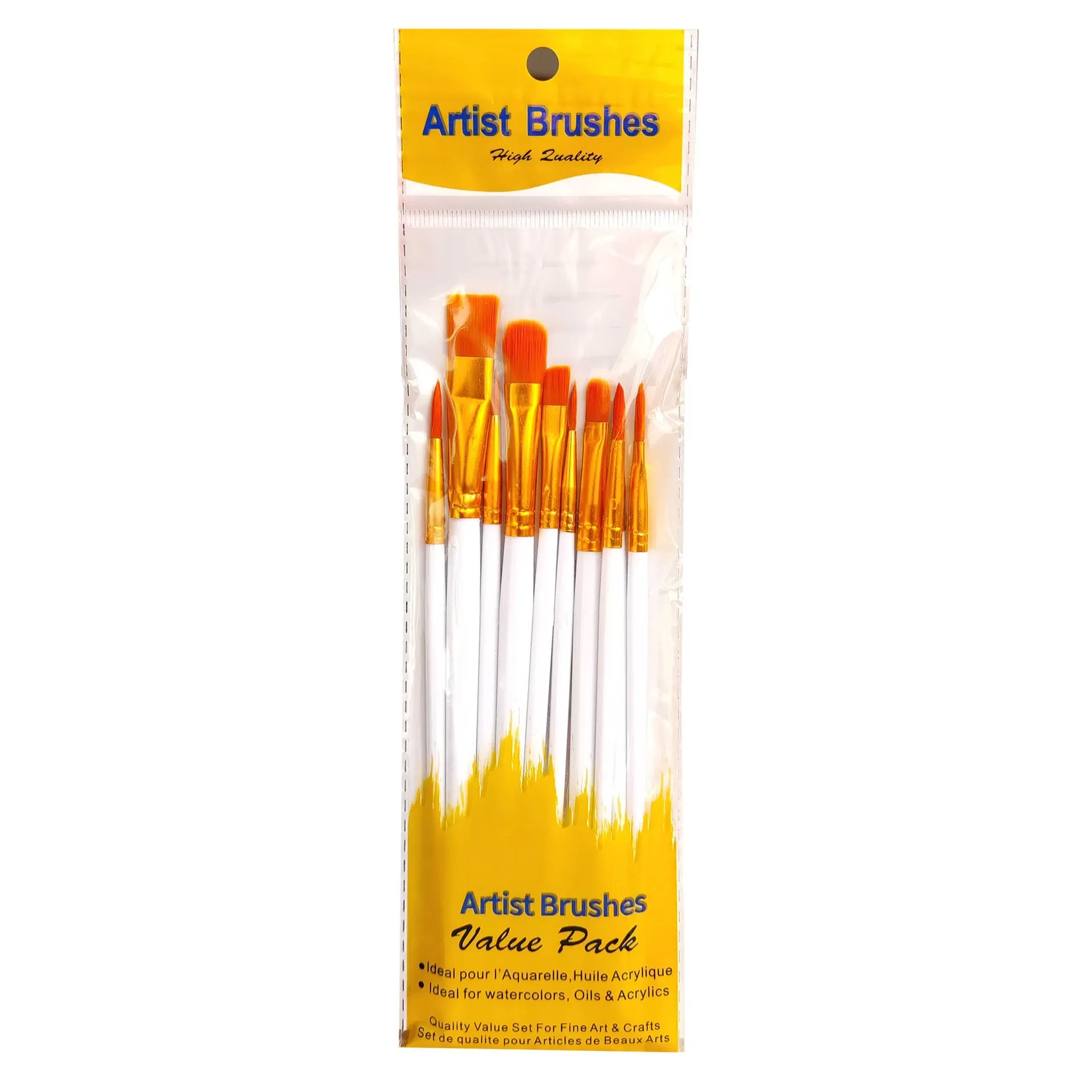 Xin Bowen Pincel Arte 10pcs Nylon Paintbrushes With Plastic Stems Oil Watercolor Brushes For Art Painting
