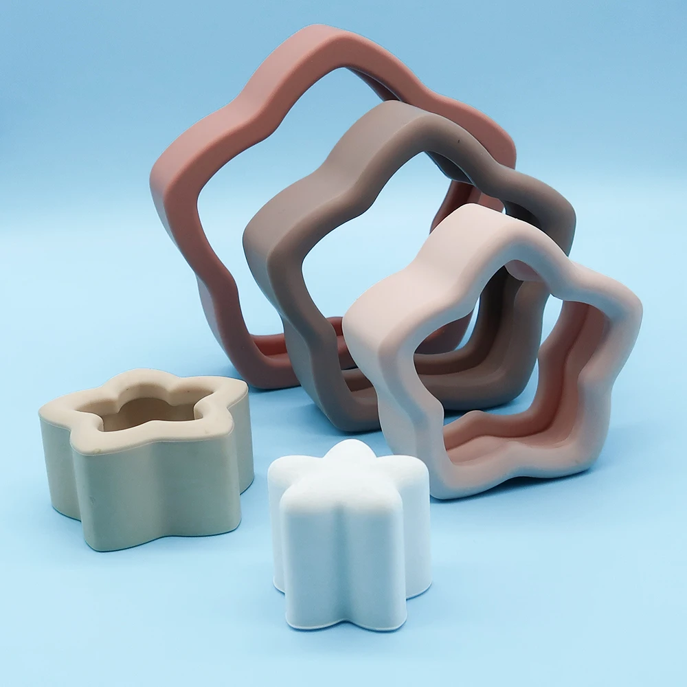 Factory Manufacturer New Release Baby Silicone Stacking Toy Cups Ring Hot Sale Baby Puzzle Stackable Toy Soft Building Blocks