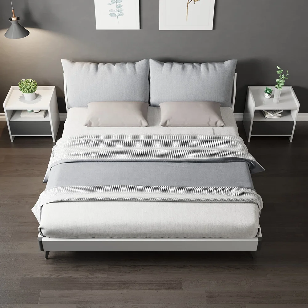 HDF Wood Material Modern Design Dresser Wardrobe Nightstand Bed Hotel Bedroom Furniture Sets For Hotels Hostels